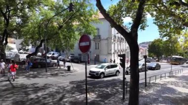 Iconic Lisbon Bulvarı, gezen ziyaretçiler, ünlü mekan