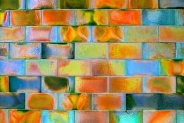 Renkli mozaik duvar dokusu arkaplanı, fotoğrafın yakın çekimi.