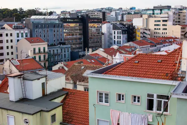 Lizbon, Portekiz. Eski şehir merkezinin görüntüsü.