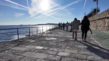 Cascais Portekiz 'e romantik bir kaçış. Günbatımı tatil klibi.