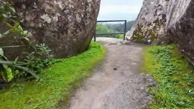 Portekiz 'deki tarihi Fas Kalesi' nden Ürkütücü Ormanlık, seyahat sahnesi, suç podcast ilhamı