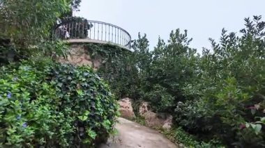 Biester Sarayı 'ndaki büyüleyici bahçe Sintra Portekiz büyülü doğa manzarası