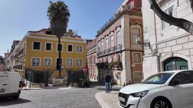 Lizbon 'da güneşli bir gün, POV şehri yürüyüş deneyimi