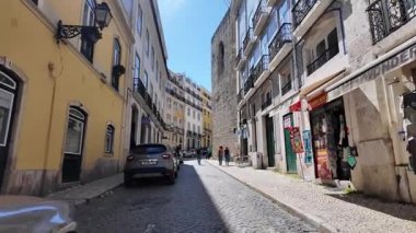 Walk narrow alley Lisbon point of view old Europe street charm