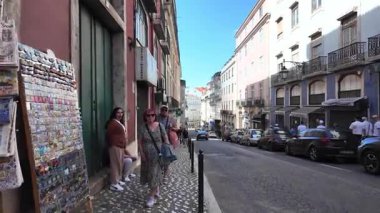 Walking tour Lisbon POV narrow old road Europe charm travel