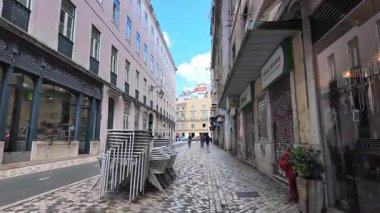 POV walking Lisbon alley old Europe charm tourist experience