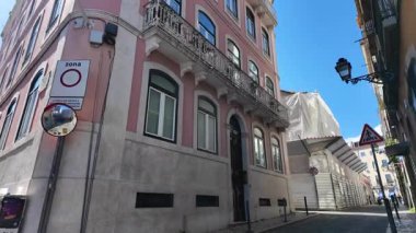 First person view Portugal walk Lisbon narrow lane