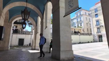Walking shot narrow old Lisbon Portugal path Europe travel