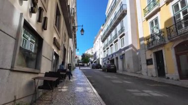 Portugal urban exploration walk through Lisbon narrow road