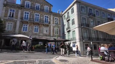 Europe cityscape walk through old Lisbon Portugal alley