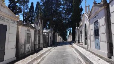 Atmosfer, mezar ve sessiz yollarla dolu yaşlanmış bir mezarlık.