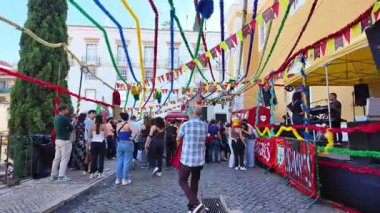 Street celebration of Saint Anthony in Portugal with music