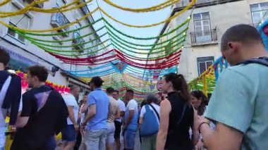 Lisbon dancing crowd during Saint Anthony street celebration