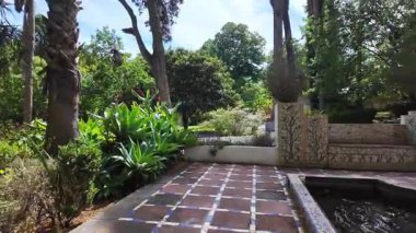 Birinci şahıs POV Lisbon Portekiz yazı Botanik Bahçesi yemyeşil yeşillik egzotik bitkiler sakin kaçışlar