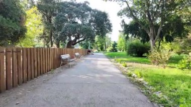 Lisbon streets POV, summer atmosphere, historic buildings, sunny Europe vacation trip