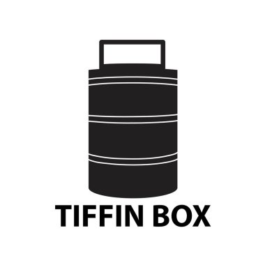 siyah renkli Tiffin taşıyıcı simgesi tasarımı, iş logosu, beslenme çantası, beslenme çantası siyah renk simgesi