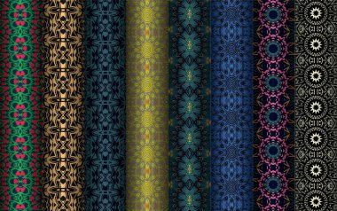 Ağaç yaprağı ve çiçek yinelenen desen deseni deseni desen deseni, tüm izin deseni, soyut desen, kusursuz tekrarlanmayan vektör tasarımı, batik izi, tekstil kumaş deseni, el çizimi sanatı, mandala tasarım deseni, bulunan çember  