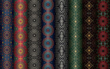 Ağaç yaprağı ve çiçek yinelenen desen deseni deseni desen deseni, tüm izin deseni, soyut desen, kusursuz tekrarlanmayan vektör tasarımı, batik izi, tekstil kumaş deseni, el çizimi sanatı, mandala tasarım deseni, bulunan çember  