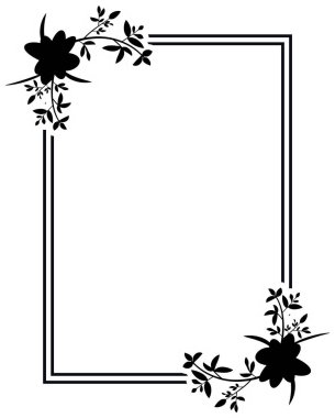 Fotoğraf için kenar çerçeve deco vektör albümü. Kenar çerçeve deco vektörünün basit bir gösterimi, çiçekli siyah beyaz çerçeve, yapraklı siyah beyaz çerçeve