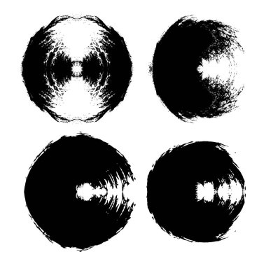 Farklı şekillere sahip siyah beyaz daireler fırça darbesi demeti, çember fırça darbesi dokusu klasik kalem çemberi çizgisi
