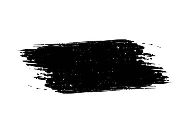 Beyaz arkaplanda siyah beyaz bir fırça darbesi, eski moda bir karalama fırça darbesi.