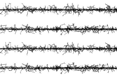 Dikensiz tel desen, dikenli tel kumaş çerçeve, dalları olan bir dizi siyah beyaz çizgiler, dikensiz tel deseni,