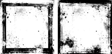 vintage grunge frame set for your text,  two black and white frames with grunge paint, clipart