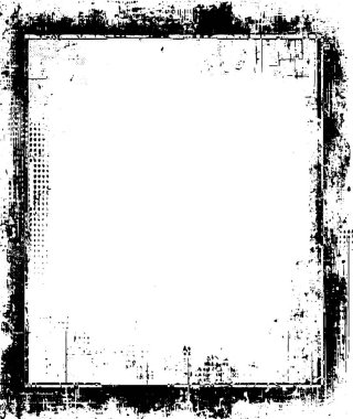 Siyah beyaz boyalı klasik kare grunge çerçeve, beyaz arka planlı klasik grunge kenarlı siyah beyaz kare çerçeve kare kare fotoğraf çerçevesi, grunge çerçeve.