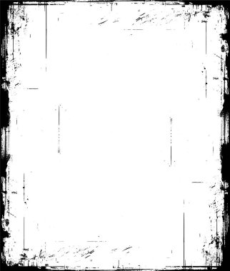 Siyah beyaz boyalı klasik kare grunge çerçeve, beyaz arka planlı klasik grunge kenarlı siyah beyaz kare çerçeve kare kare fotoğraf çerçevesi, grunge çerçeve.