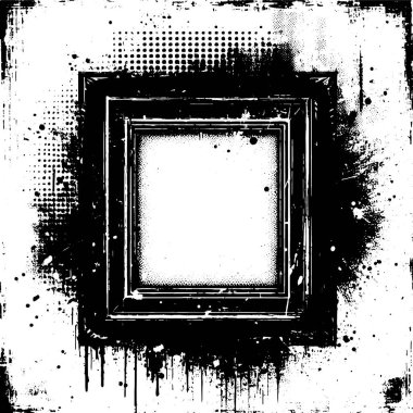 frame for your design, A square grunge frame with black and white paint, Vintage grunge border black and white square  frame with a white background,  A square vintage photo frame,  grunge frame clipart