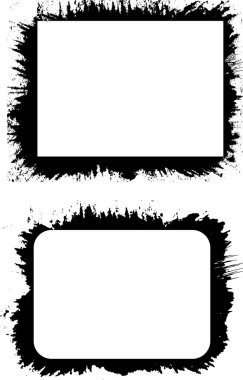 grunge ile dört kare çerçeve seti, bir çerçeve ile noktalı çerçeve, antika fotoğraf çerçevesi, kenarlı siyah beyaz grunge çerçeveler, grunge desenli iki siyah beyaz çerçeve, kare kare eski fotoğraf çerçevesi
