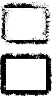 kare şekilli siyah-beyaz grunge çerçeve seti, siyah-beyaz grunge fotoğraf sınır çizimi vektör tasarımı, grunge boyalı klasik siyah-beyaz çerçeveler,