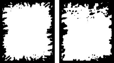 Edgy Dual-Frame Grunge Tasarım Mürekkep Sıçratma Kenarları Sanatsal ve Benzersiz Fotoğraf Görüntüleri için Düzensiz Desenler