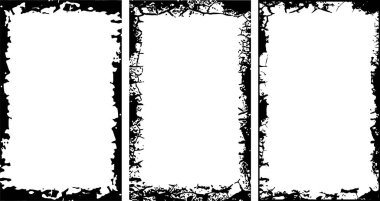 Grunge Kenarlık Çerçeve demeti, Sanatsal ve Kenarlı Görsel Projeler için Dikdörtgen Çerçeveler