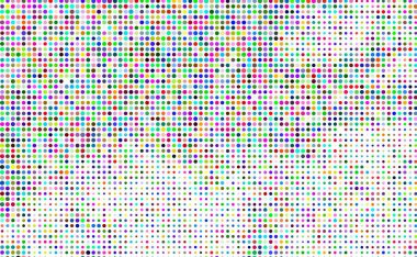 Noktalı soyut arkaplan, renkli noktalar soyut bir yarım ton deseni oluşturur, dekoratif, ışık dolu arkaplan için kusursuz geometrik elementlerle canlı bir mozaik doku oluşturur.