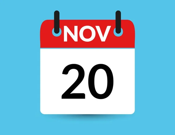 November Flache Symbolkalender Isoliert Auf Blauem Hintergrund Datums Und Monatsvektordarstellung Stockvektor