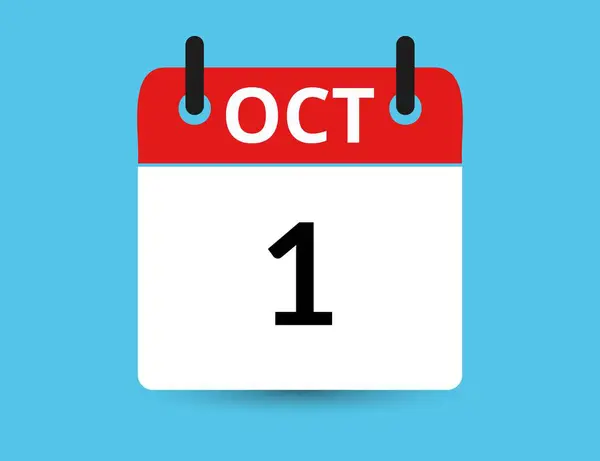 Oktober Flache Symbolkalender Isoliert Auf Blauem Hintergrund Datums Und Monatsvektordarstellung lizenzfreie Stockillustrationen