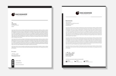 Siyah Yaratıcı ve Temiz Harf Başlığı. Şirket modern Letterhead tasarım şablonu ile iş.