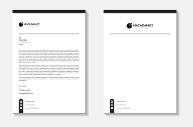 Siyah Yaratıcı ve Temiz Harf Başlığı. Şirket modern Letterhead tasarım şablonu ile iş.