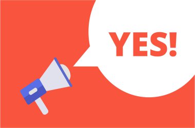 Evet, megafonlu konuşma balonu. Evet, metin konuşma balonu çizimi.