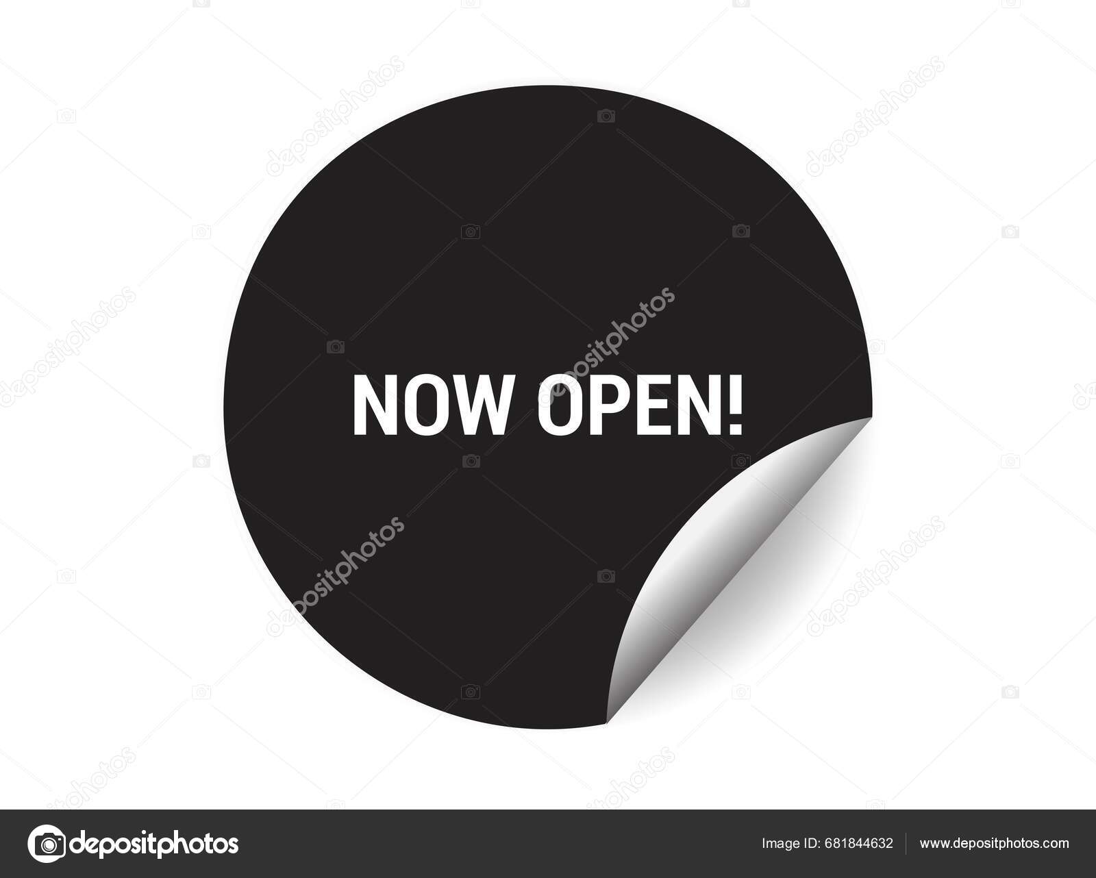 now-open-sticker-sign-now-open-circle-sticker-banner-badge-stock-vector