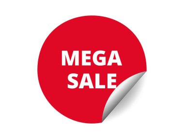 Mega-Sale yuvarlak çıkartma tabelası. Mega Satış Çemberi etiketi, rozet sembolü illüstrasyon.