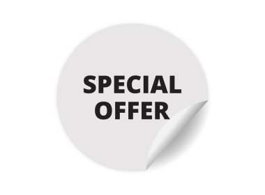 Özel teklif yuvarlak çıkartma tabelası. Özel teklif çemberi etiketi, rozet sembolü illüstrasyon.