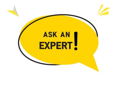 Uzman bir konuşma baloncuğu metnine sor. Sticker, Banner ve Poster için parlak bir renk. vektör illüstrasyonu.