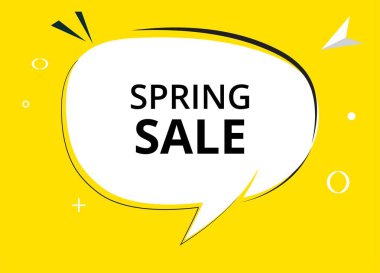 Bahar Satışı konuşma balonu metni. Sticker, Banner ve Poster için parlak bir renk. vektör illüstrasyonu.