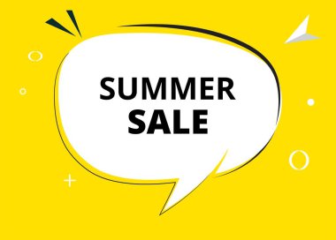 Yaz Satışı konuşma balonu metni. Sticker, Banner ve Poster için parlak bir renk. vektör illüstrasyonu.