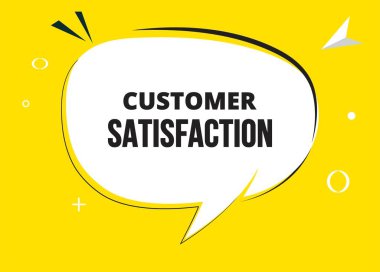 Müşteri memnuniyeti konuşması metni. Sticker, Banner ve Poster için parlak bir renk. vektör illüstrasyonu.