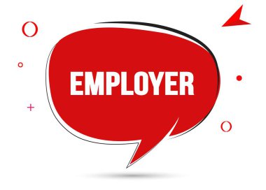 İşveren konuşma balonu metni. Sticker, Banner ve Poster için parlak bir renk. vektör illüstrasyonu.