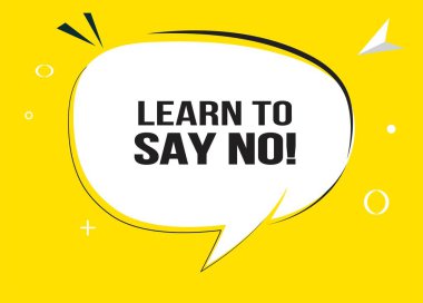 Konuşma balonu metni yok demeyi öğren. Sticker, Banner ve Poster için parlak bir renk. vektör illüstrasyonu.