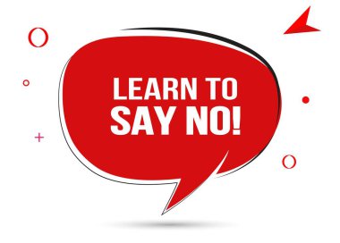 Konuşma balonu metni yok demeyi öğren. Sticker, Banner ve Poster için parlak bir renk. vektör illüstrasyonu.